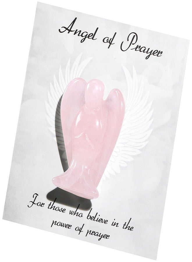 Clearain Small Guardian Angel Prayer Figurines Statue, Pink Rose Quartz Crystals and Healing Stones Angels Sympathy for loss of loved one, Grief Gifts for Women, Faith Based Spiritual Gift for Cancer Comfort - Image 1